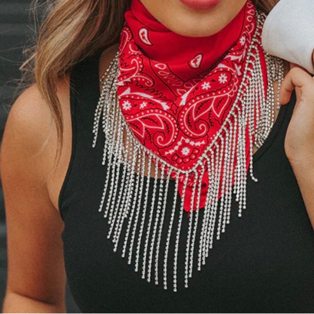Super cute red crystal bandanna